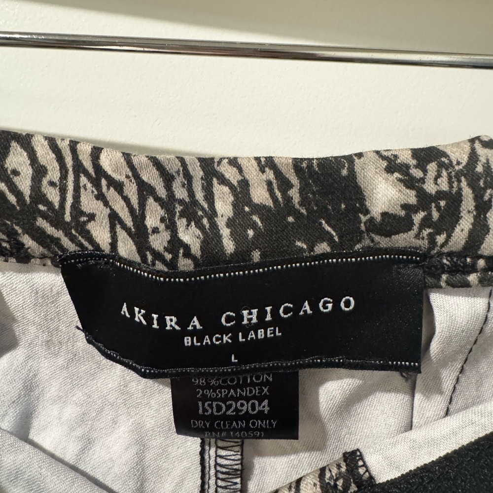Akira Chicago Black and White Patterned Pants, Cotton & Spandex